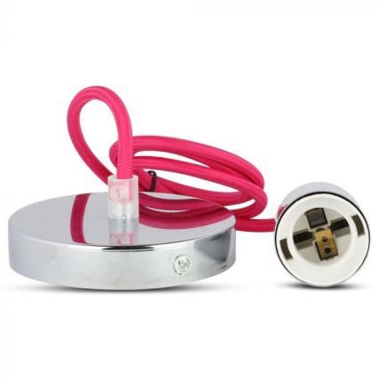 Cable de alimentación 1xE27/60W/230V rosa oscuro/cromo brillante