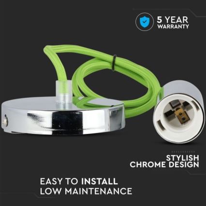 Cable de alimentación 1xE27/60W/230V verde/cromo brillante