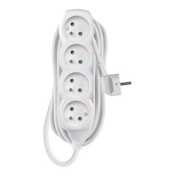 Cable de extensión 4 tomas 5 m blanco