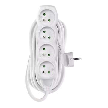 Cable de extensión 4 tomas 7 m blanco