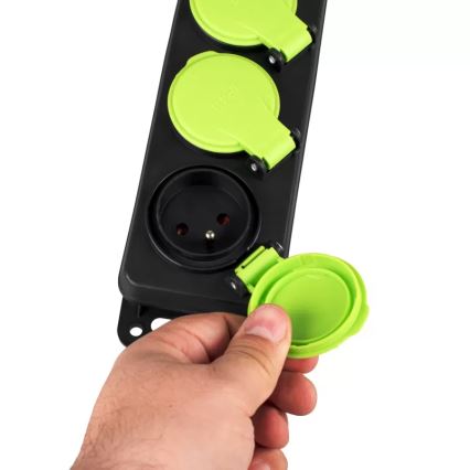 Cable de extensión con interruptor, 3 enchufes, 10 m, IP44