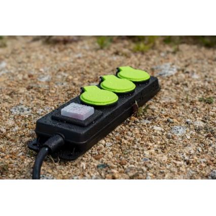 Cable de extensión con interruptor, 3 enchufes, 3 m, IP44