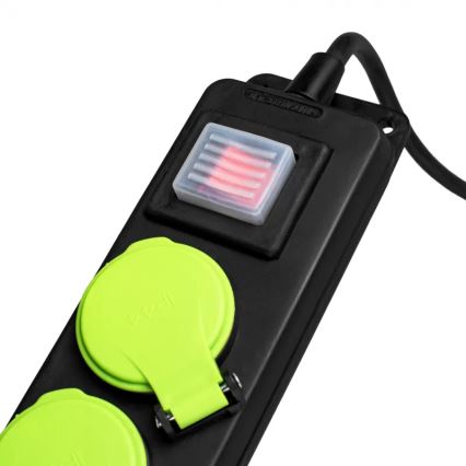 Cable de extensión con interruptor, 3 enchufes, 3 m, IP44