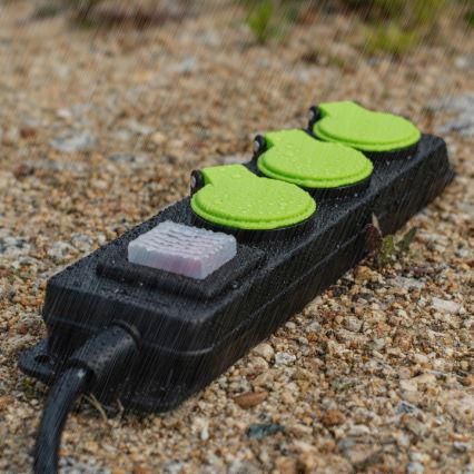 Cable de extensión con interruptor, 3 tomas, 20 m, IP44