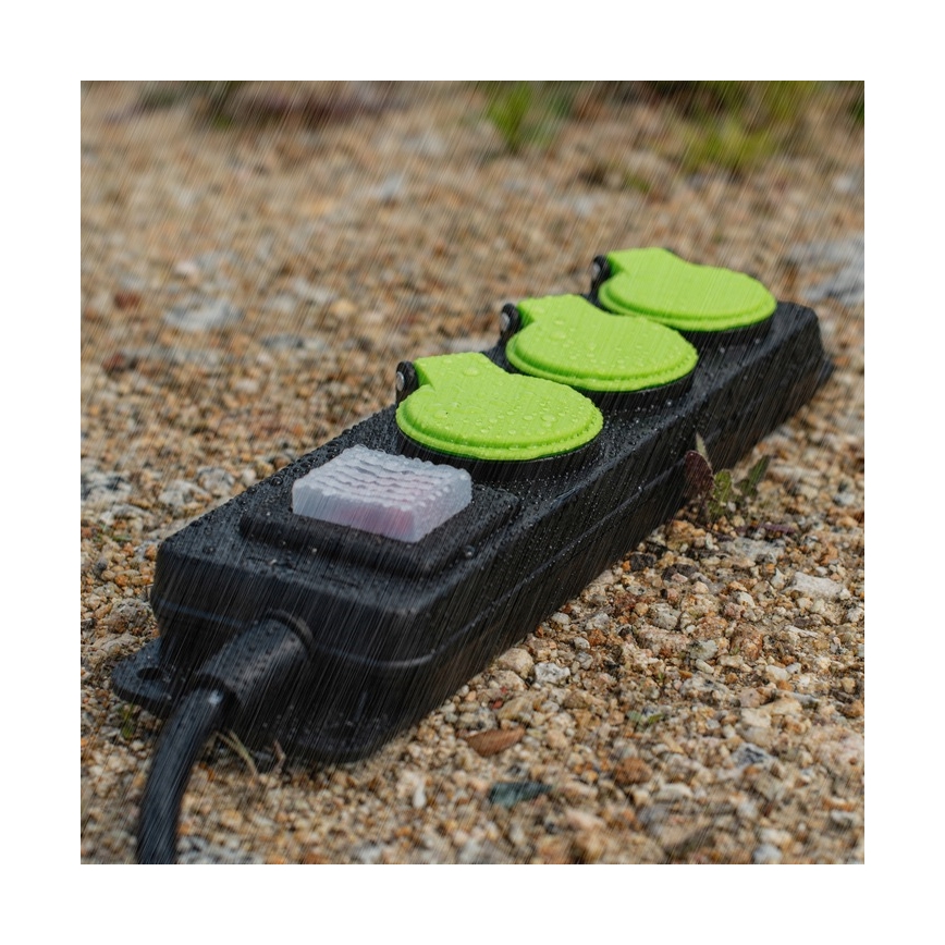 Cable de extensión con interruptor, 3 tomas, 20 m, IP44