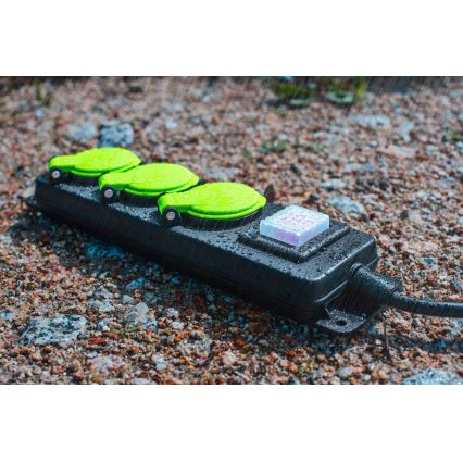 Cable de extensión con interruptor, 3 tomas, 20 m, IP44