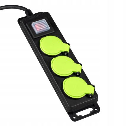 Cable de extensión con interruptor, 3 tomas, 20 m, IP44