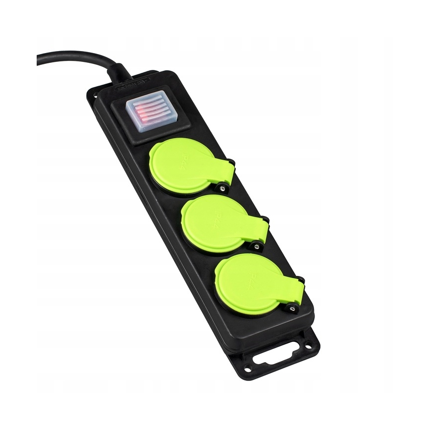 Cable de extensión con interruptor, 3 tomas, 20 m, IP44