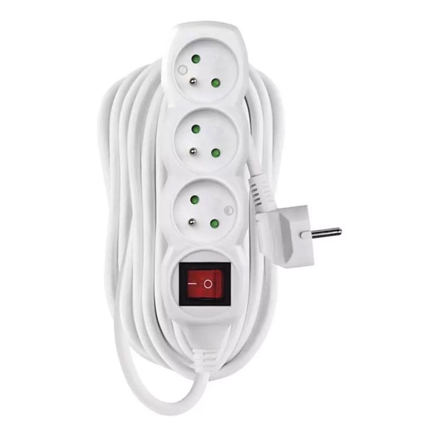 Cable de extensión con interruptor 3G 10 m blanco