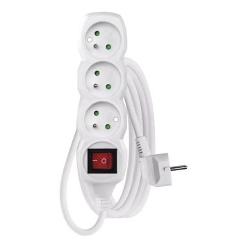 Cable de extensión con interruptor 3G 3m blanco
