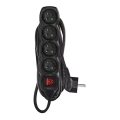 Cable de extensión con interruptor 4 tomas 5 m negro
