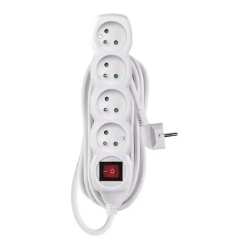 Cable de extensión con interruptor 4 tomas 7 m blanco