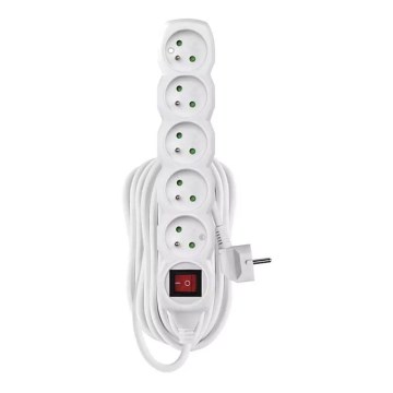 Cable de extensión con interruptor 5Z 10m blanco