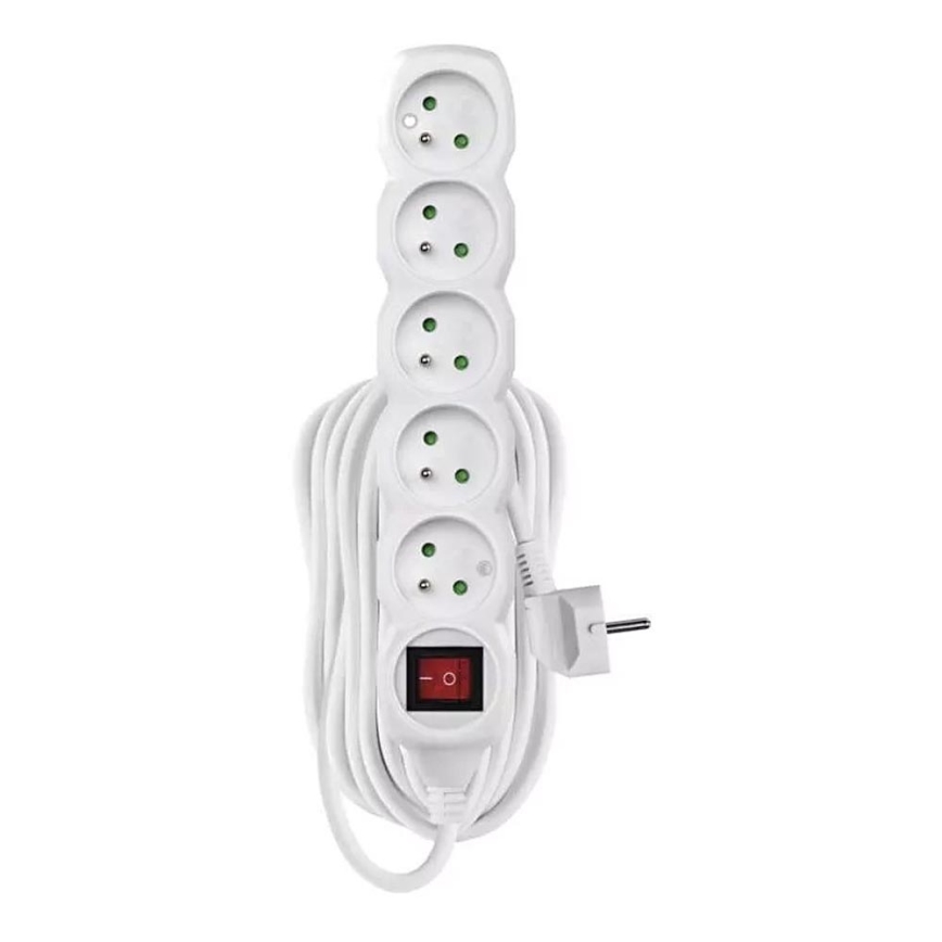 Cable de extensión con interruptor 5Z 10m blanco