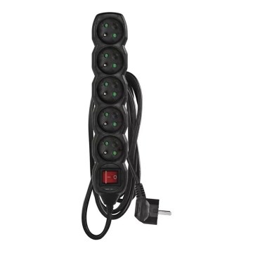 Cable de extensión con interruptor 5Z 3m negro