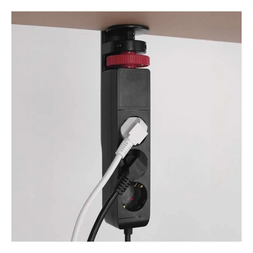 Cable de extensión con sujeción a la mesa 3Z + 3xUSB 1,5m negro