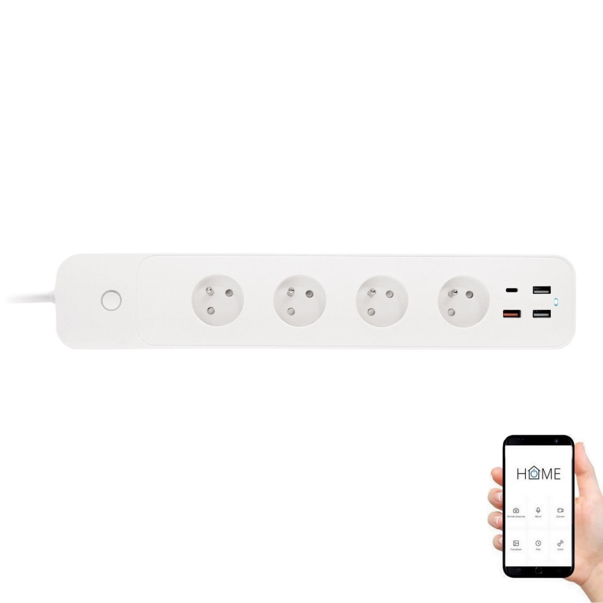 Cable de extensión inteligente con interruptor 1,5 m 4Z + 4xUSB Wi-Fi