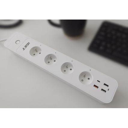 Cable de extensión inteligente con interruptor 1,5 m 4Z + 4xUSB Wi-Fi
