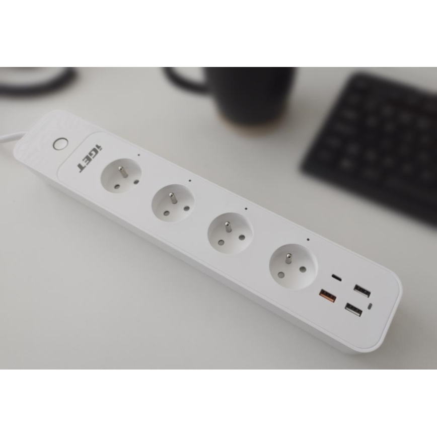 Cable de extensión inteligente con interruptor 1,5 m 4Z + 4xUSB Wi-Fi