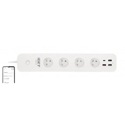 Cable de extensión inteligente con interruptor 1,5 m 4Z + 4xUSB Wi-Fi