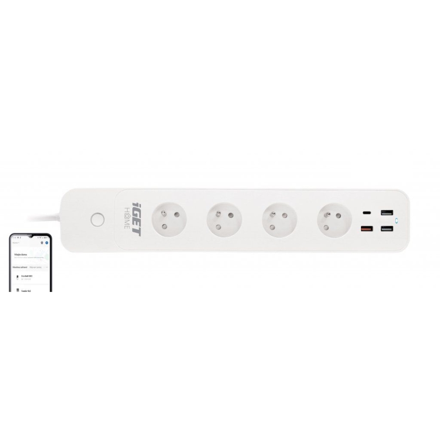 Cable de extensión inteligente con interruptor 1,5 m 4Z + 4xUSB Wi-Fi