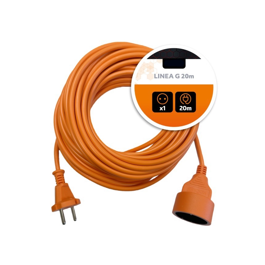 Cable de extensión LINEA G 1 toma 20 m naranja