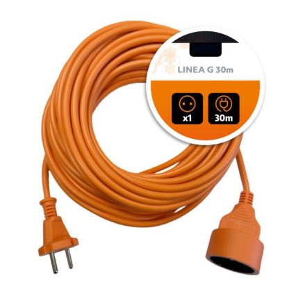 Cable de extensión LINEA G 1 toma 30 m naranja
