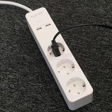 Cable de extensión SMART con interruptor 1,5m + 2xUSB/Wi-Fi Tuya SCHUKO