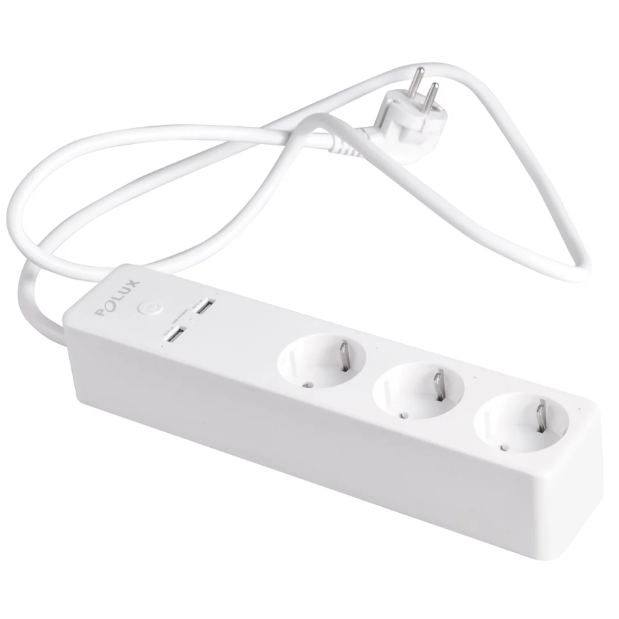Cable de extensión SMART con interruptor 1,5m + 2xUSB/Wi-Fi Tuya SCHUKO