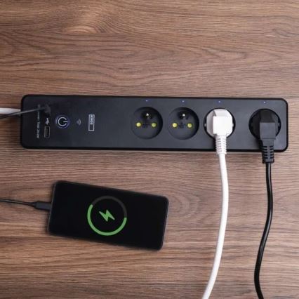 Cable de extensión inteligente con interruptor GoSmart 4Z + 1xUSB-A + 1xUSB-C 2 m Wi-Fi Tuya