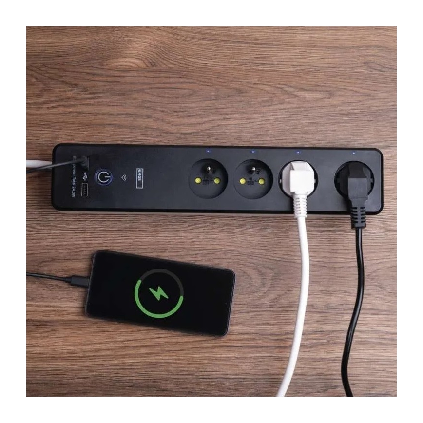 Cable de extensión inteligente con interruptor GoSmart 4Z + 1xUSB-A + 1xUSB-C 2 m Wi-Fi Tuya
