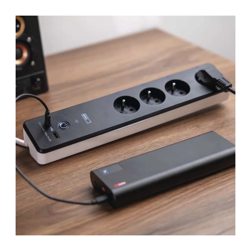 Cable de extensión inteligente con interruptor GoSmart 4Z + 1xUSB-A + 1xUSB-C 2 m Wi-Fi Tuya