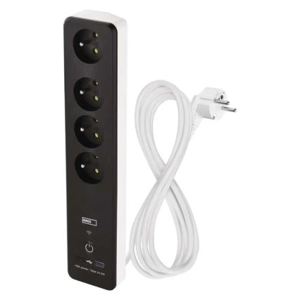 Cable de extensión inteligente con interruptor GoSmart 4Z + 1xUSB-A + 1xUSB-C 2 m Wi-Fi Tuya