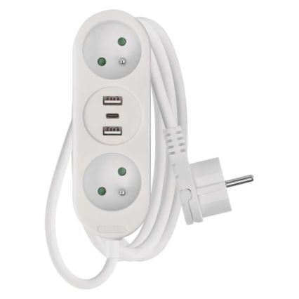Cable de extensión 2Z + 2x USB-A + USB-C 1,4 m