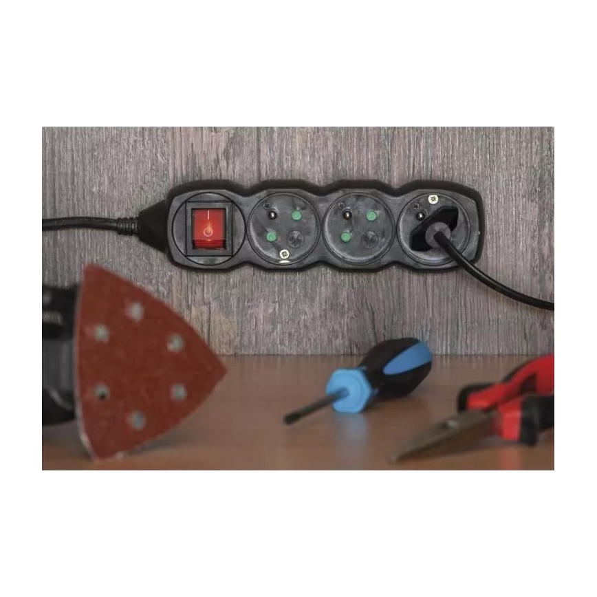 Cable de extensión con interruptor 3G 3m negro