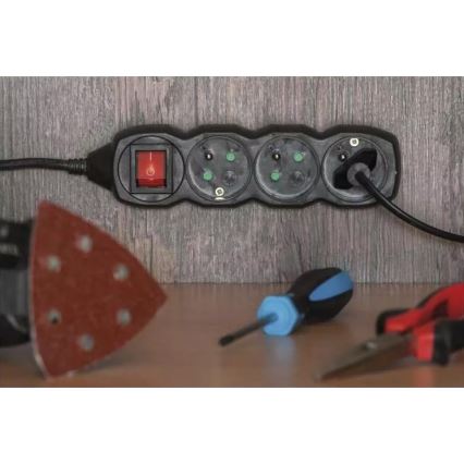 Cable de extensión con interruptor 3G 5m negro