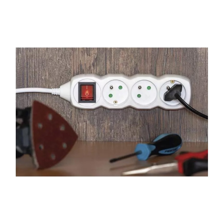 Cable de extensión con interruptor 5Z 7m blanco