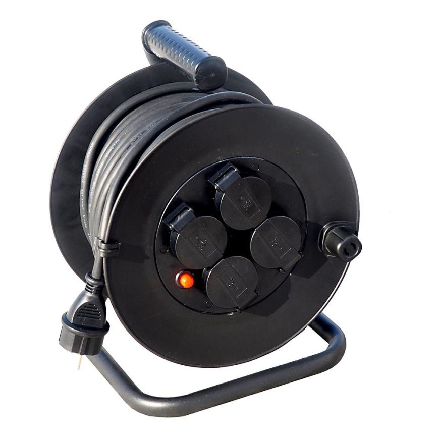 Cable prolongador en carrete 25 m negro IP44