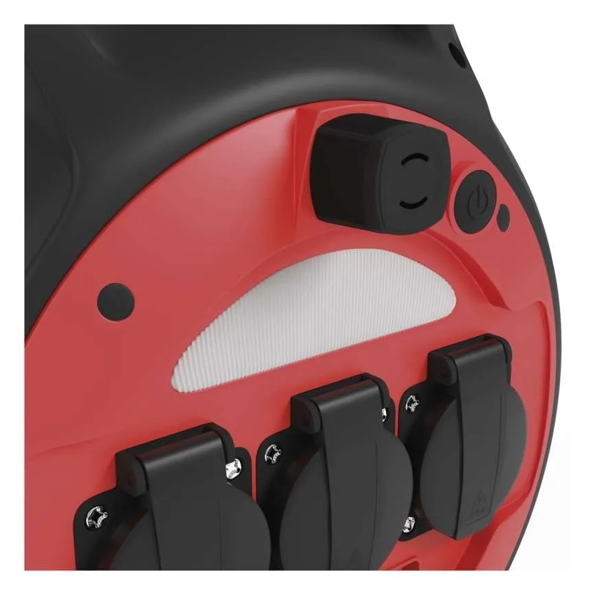 Cable de extensión en carrete 3G 20m rojo/negro IP44