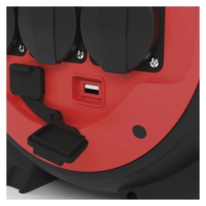 Cable de extensión en carrete 3G 20m rojo/negro IP44