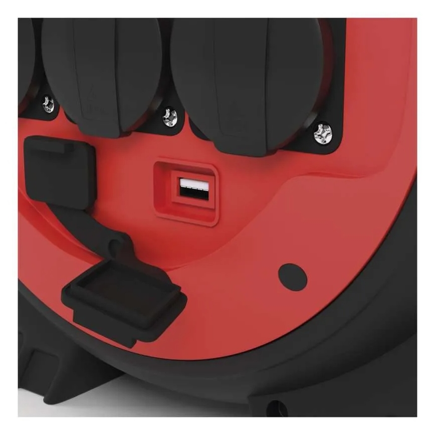 Cable de extensión en carrete 3G 20m rojo/negro IP44