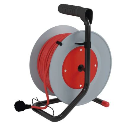 Cable de extensión en carrete 4 tomas 15m rojo/gris