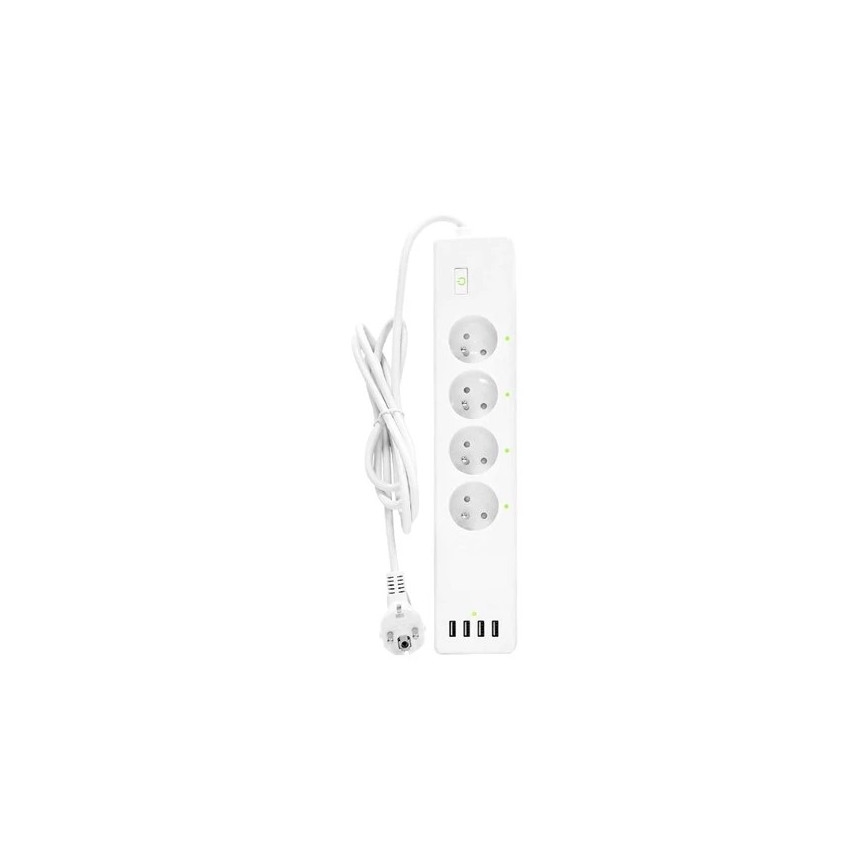 Cable de extensión con interruptor SMART 1,8 m 4Z + 4xUSB Wi-Fi Tuya