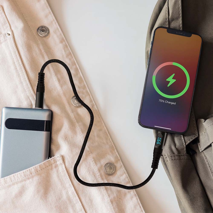 Cable USB-C con pantalla LED 100W 1m