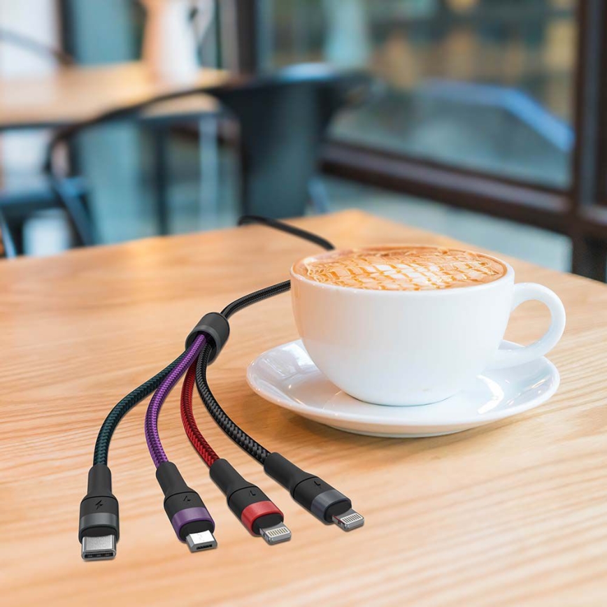 Cable USB USB-A / USB Lightning / MicroUSB / USB-C 1,2 m multicolor
