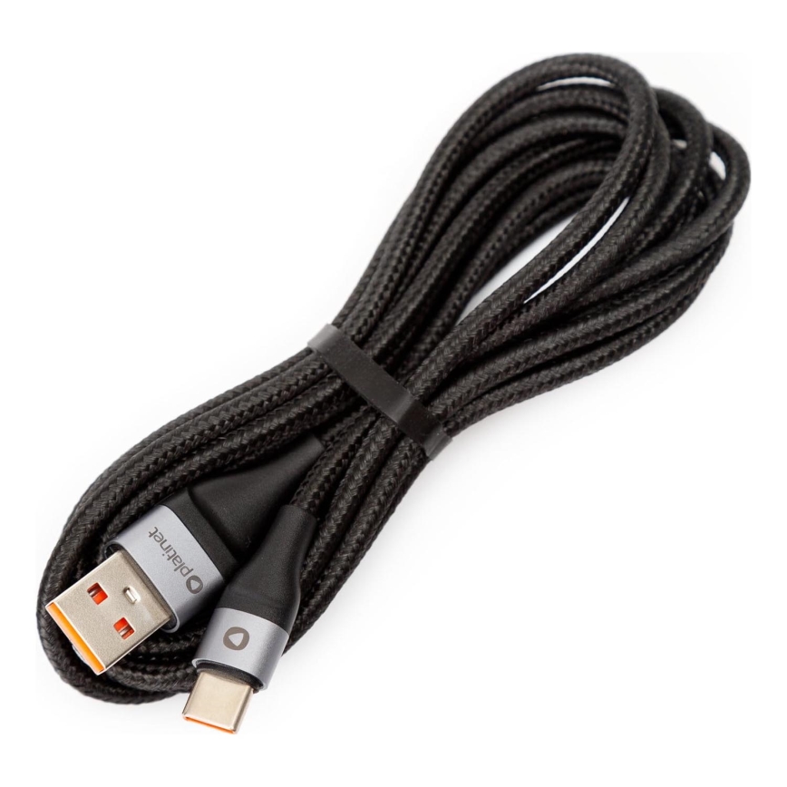 Cable USB trenzado USB-A / USB-C Conector 18W 2m negro