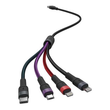 Cable USB USB-A / USB Lightning / MicroUSB / USB-C 1,2 m multicolor