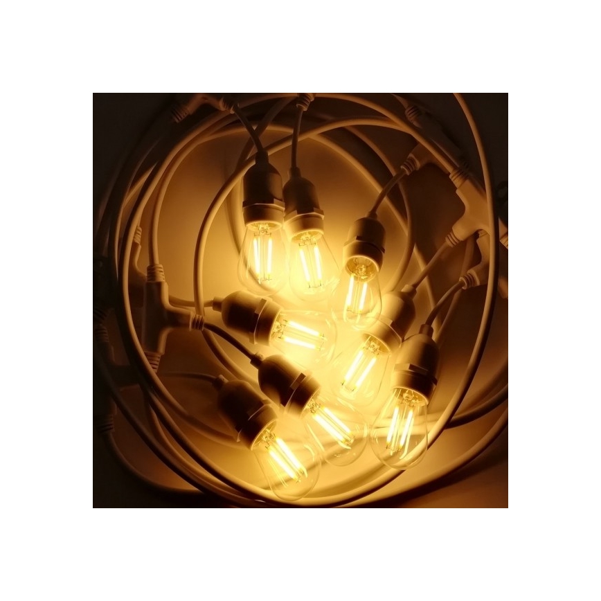 Cadena de exterior 15xE27/10W/230V 15 m IP44 blanco