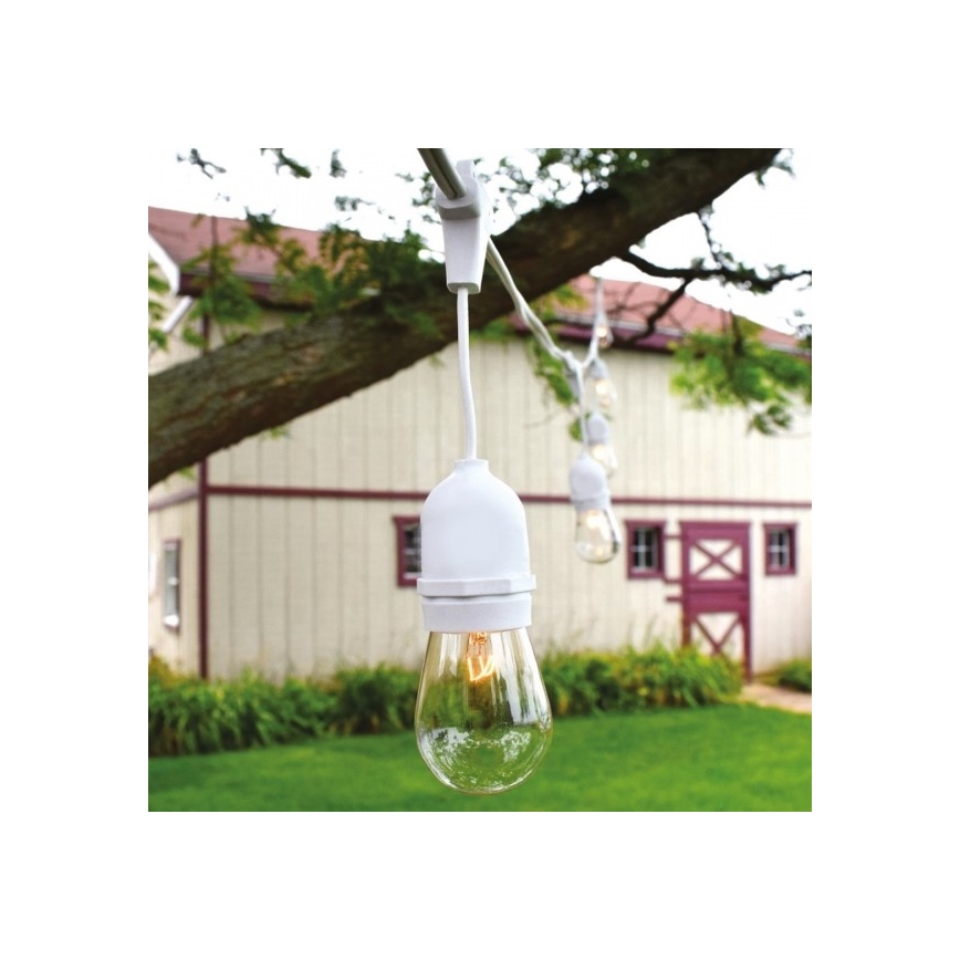 Cadena de exterior 15xE27/10W/230V 15 m IP44 blanco