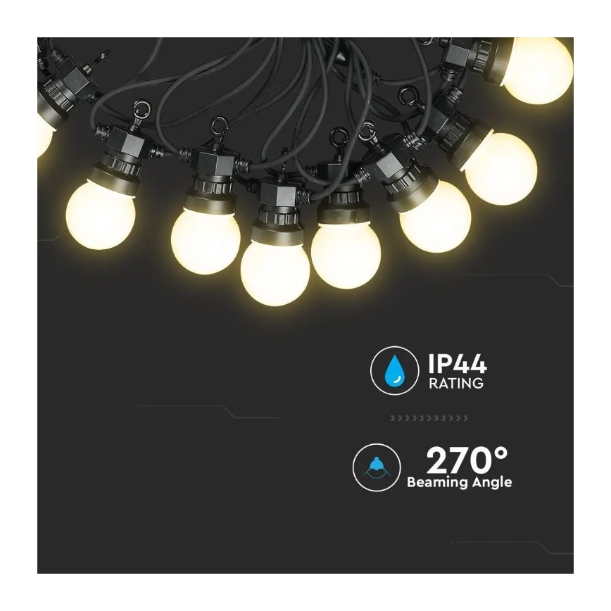 Cadena de LEDs para exteriores STRING 10m 20xLED/0,5W/230V IP44 6000K